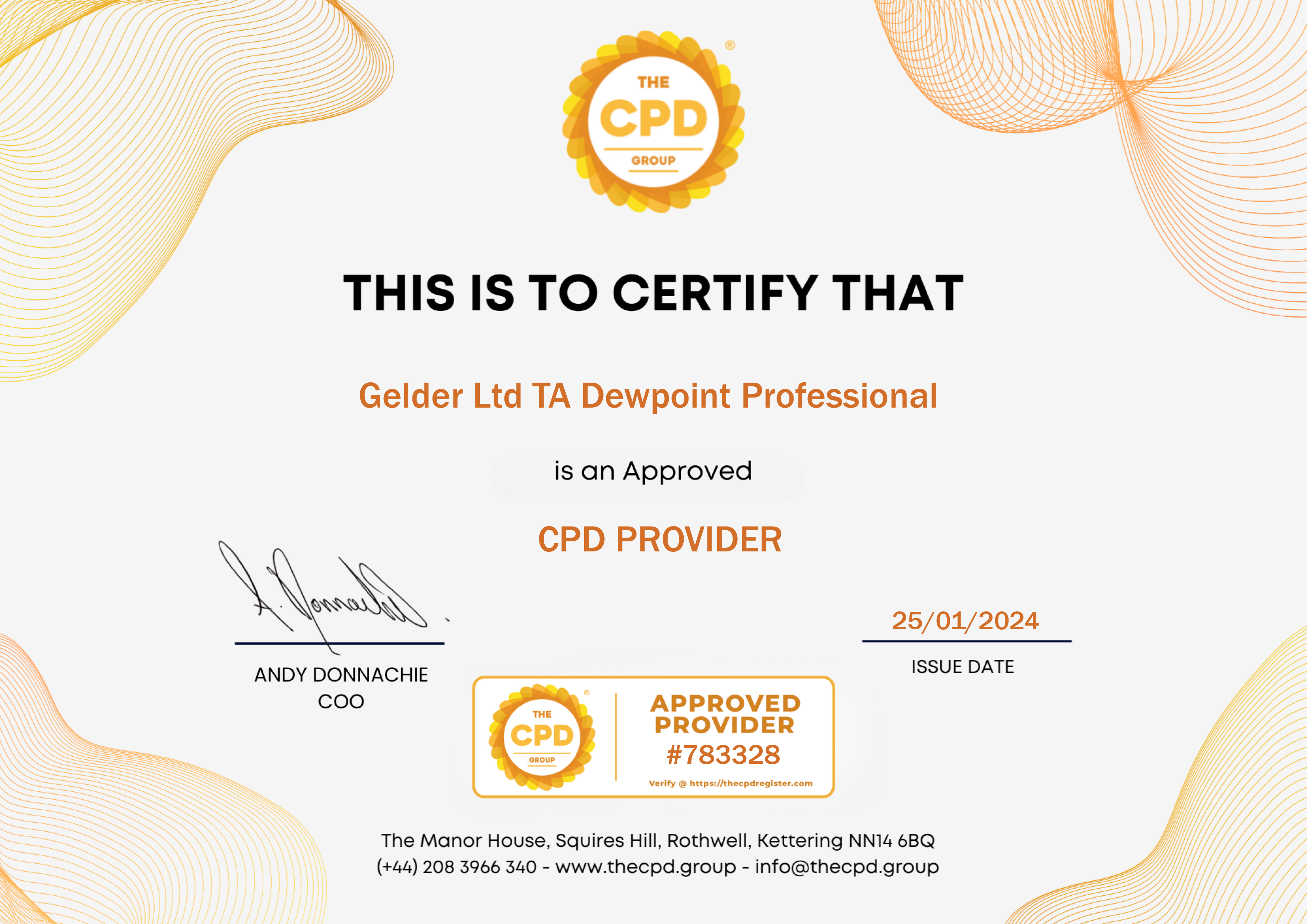 Dewpoint Professional CPD Certificate